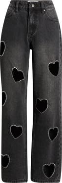 PTCL Heart Cutout Wide Leg Jeans
