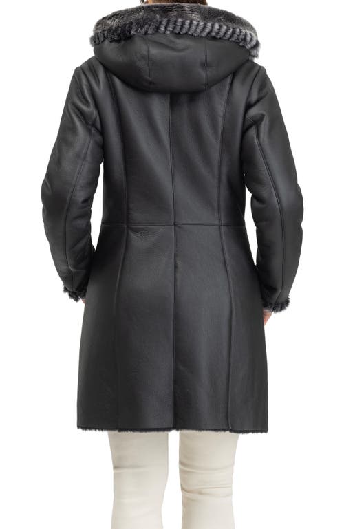 Gorski Merino Shearling Lamb Parka With Whipstitch Trim In Black
