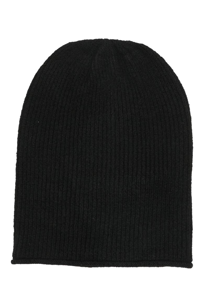 Rack Ribbed Knit Beanie, Main, color, TRUE BLACK
