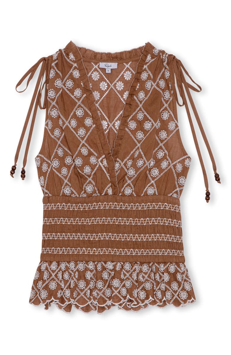 Rails Rizzo Embroidered Top, Alternate, color, Cocoa Daisy Embroidery