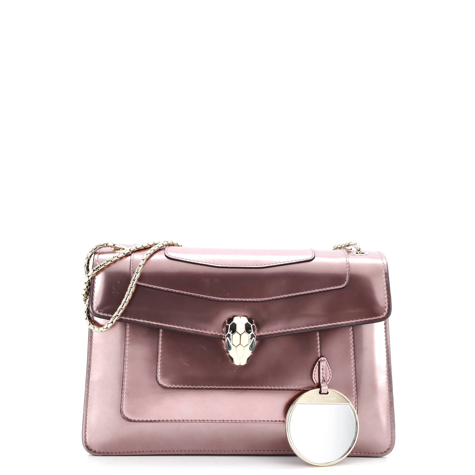 Serpenti Forever Shoulder Bag Patent Medium, Alternate, color, Metallic Silver