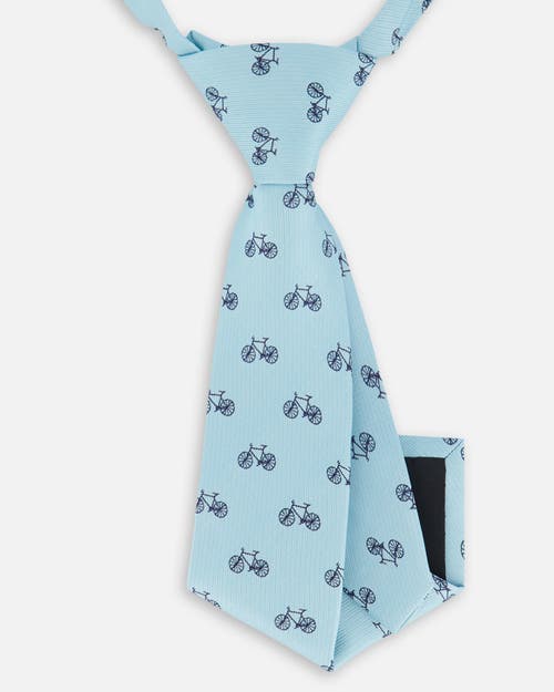 Deux Par Deux Boy's Neck Tie Pale Blue With Bicycle In Pale Blue With Bicycle