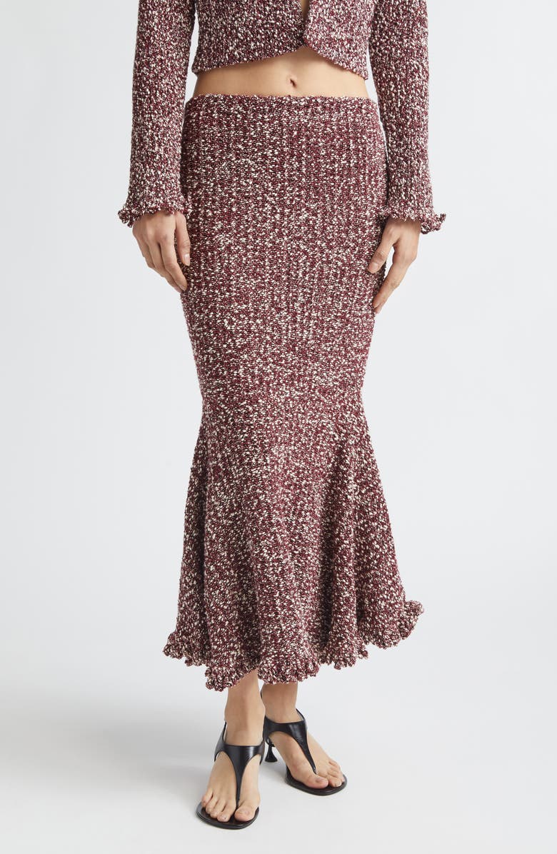 Proenza Schouler Colette Cotton & Linen Popcorn Slub Trumpet Skirt, Main, color, Wine Multi
