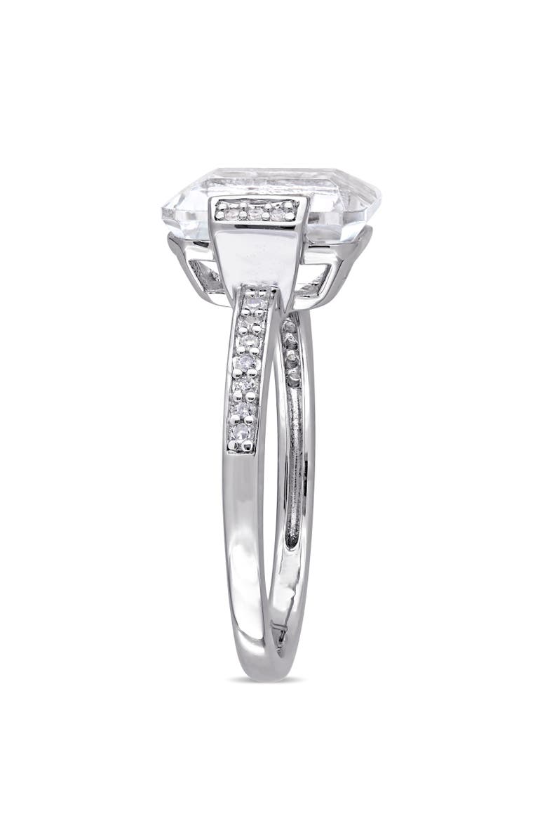 Julianna B. Asscher Cut White Topaz & Diamond Halo Ring, Alternate, color, Sterling Silver