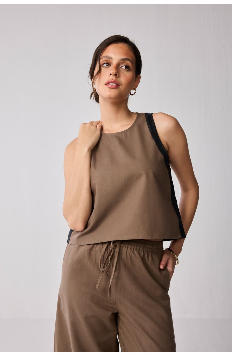 Reistor Sleeveless Colorblock Top, Alternate, color, Brown