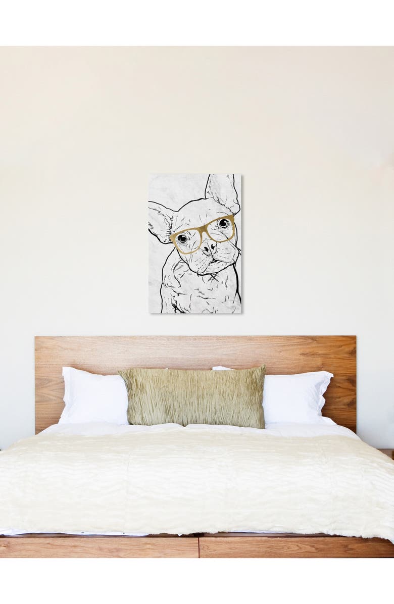 Oliver Gal Frenchie with Gold Glasses Canvas Wall Art, Alternate, color, 