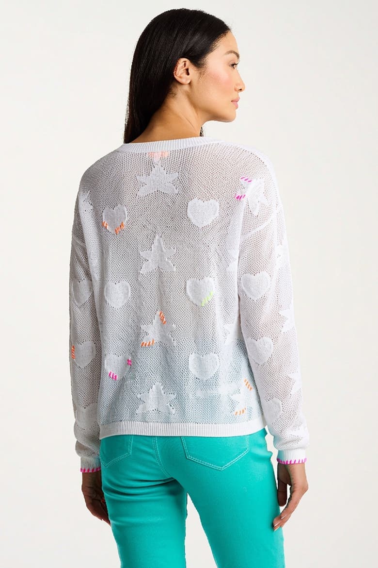Super Stars Open Knit Sweter, Alternate, color, White