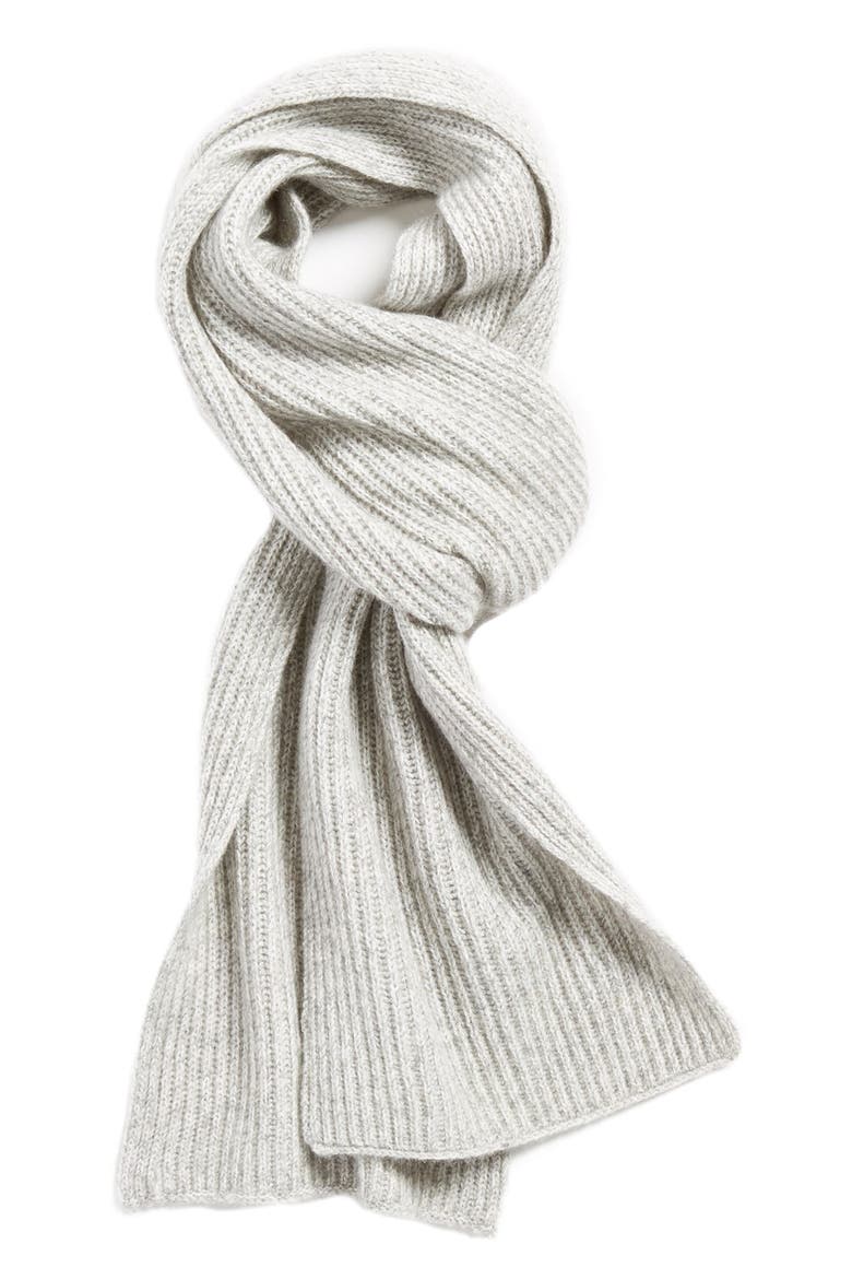 Ribbed & Marled Cashmere Scarf, Main, color, STEEL