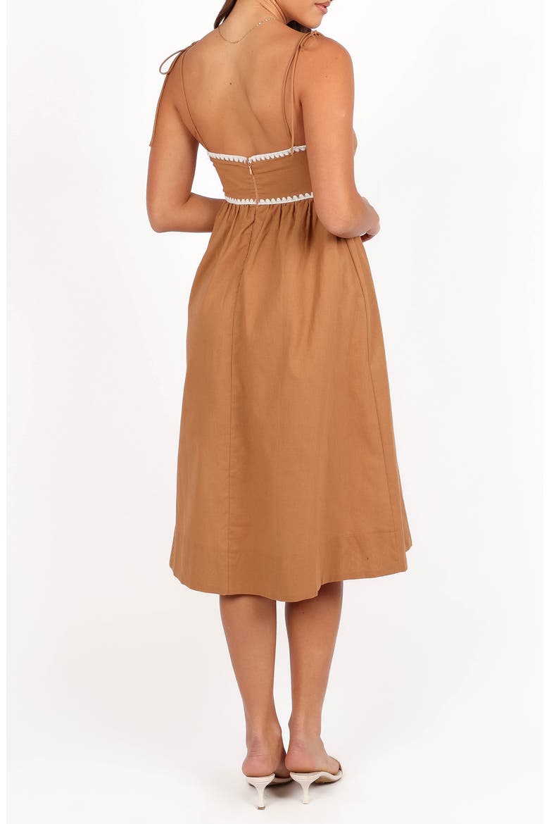 Lino Embroidered Tie Strap Cotton Sundress, Alternate, color, TAN WHITE