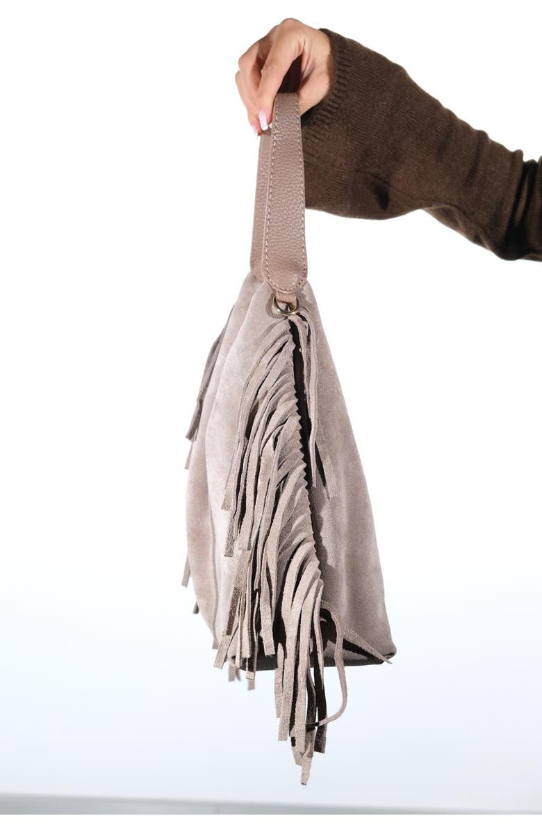 Forever & Always Shoes VALS Leather Shoulder Bag, Alternate, color, Grey Suede