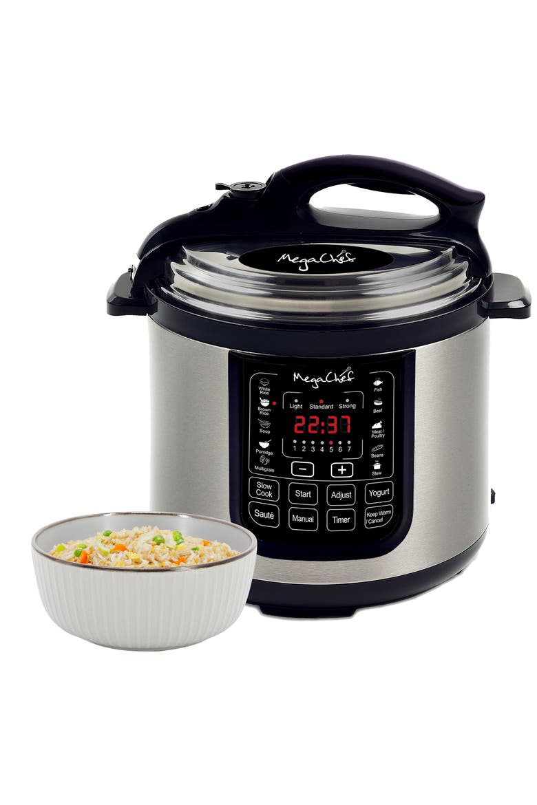 8 Quart Digital Pressure Cooker with 13 Pre-set Multi Function Features, Main, color, Grey