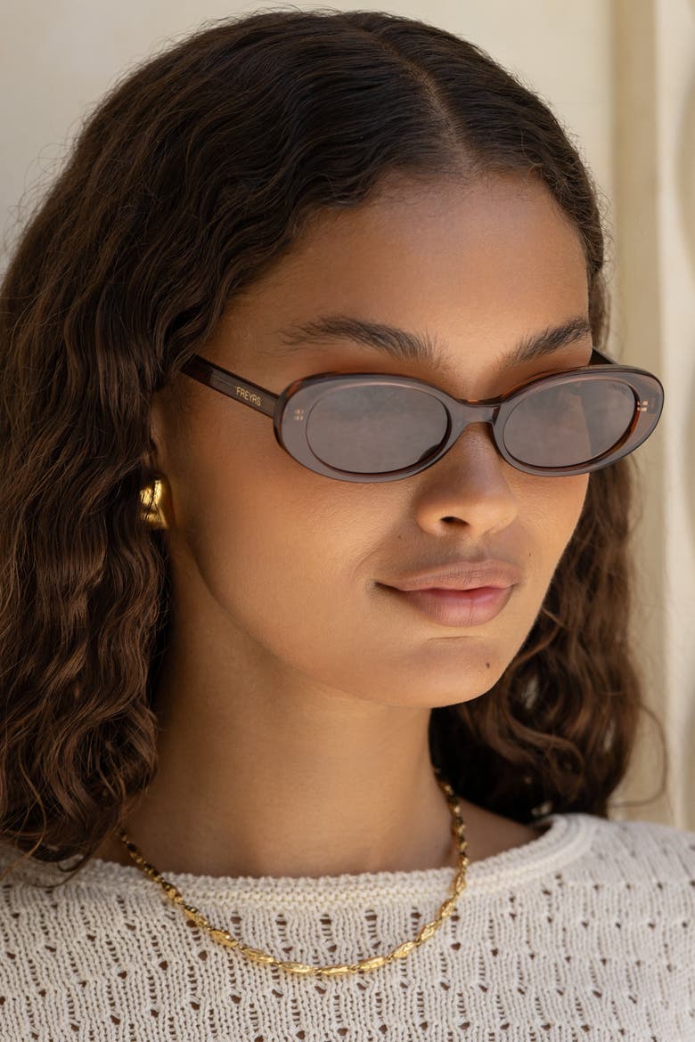 Mimi Small Oval Sunglasses, Alternate, color, Brown, Green, tortoise / brown
