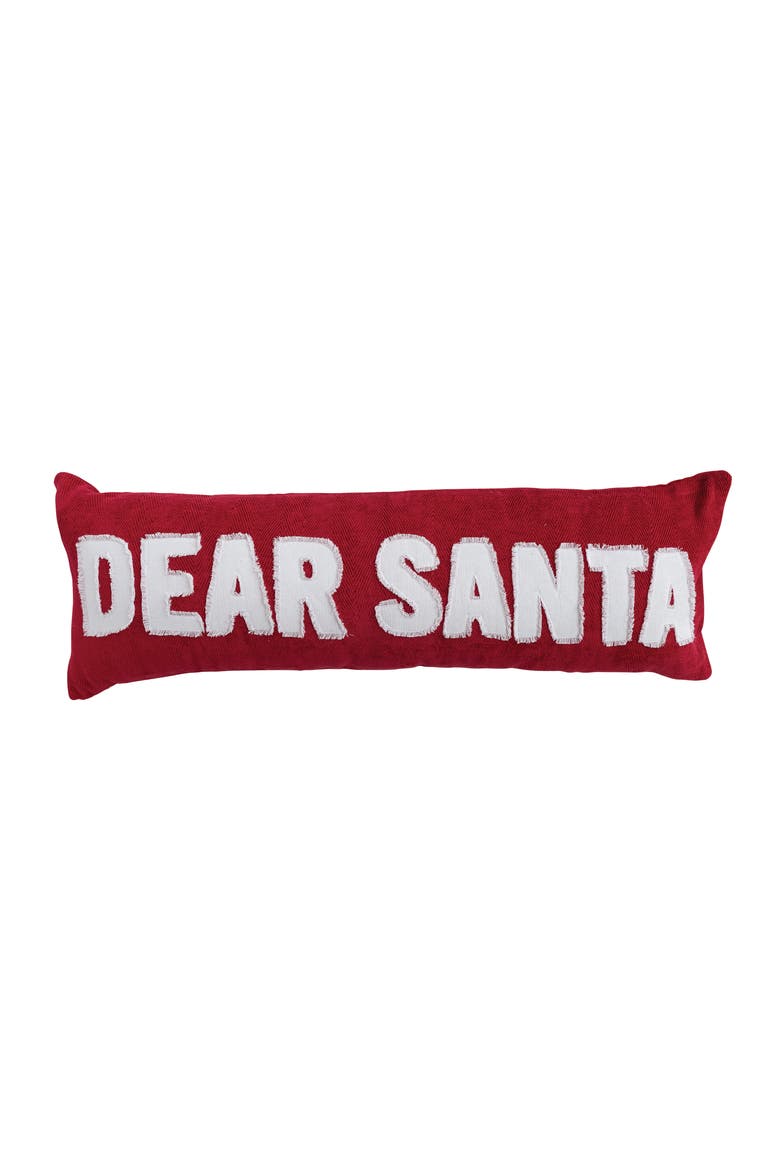 Woven Cotton Lumbar Pillow with Appliqued, Red & White, Main, color, Red & White