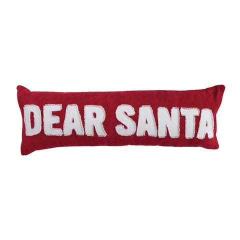 Woven Cotton Lumbar Pillow with Appliqued, Red & White