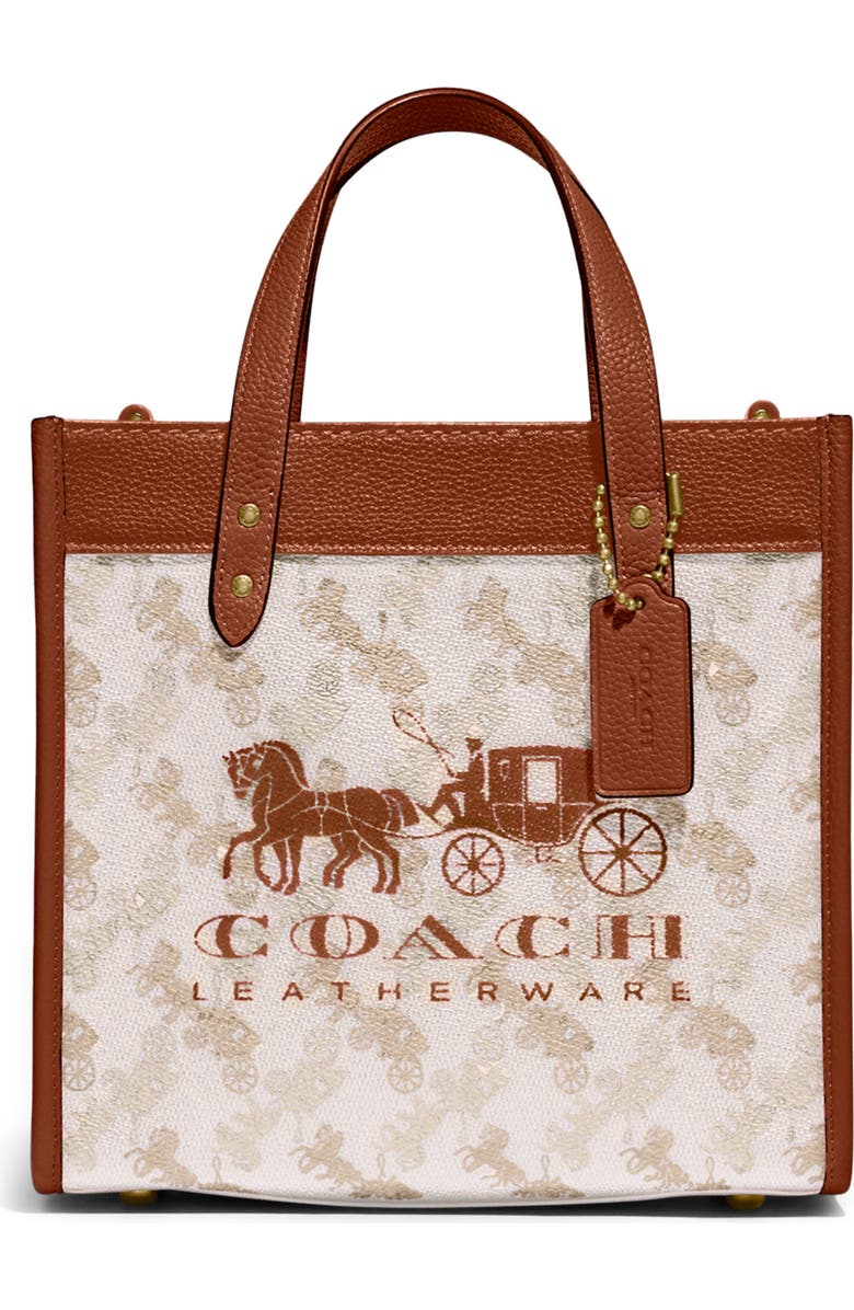 COACH Signature Coated Canvas & Leather Field Tote, Main, color,