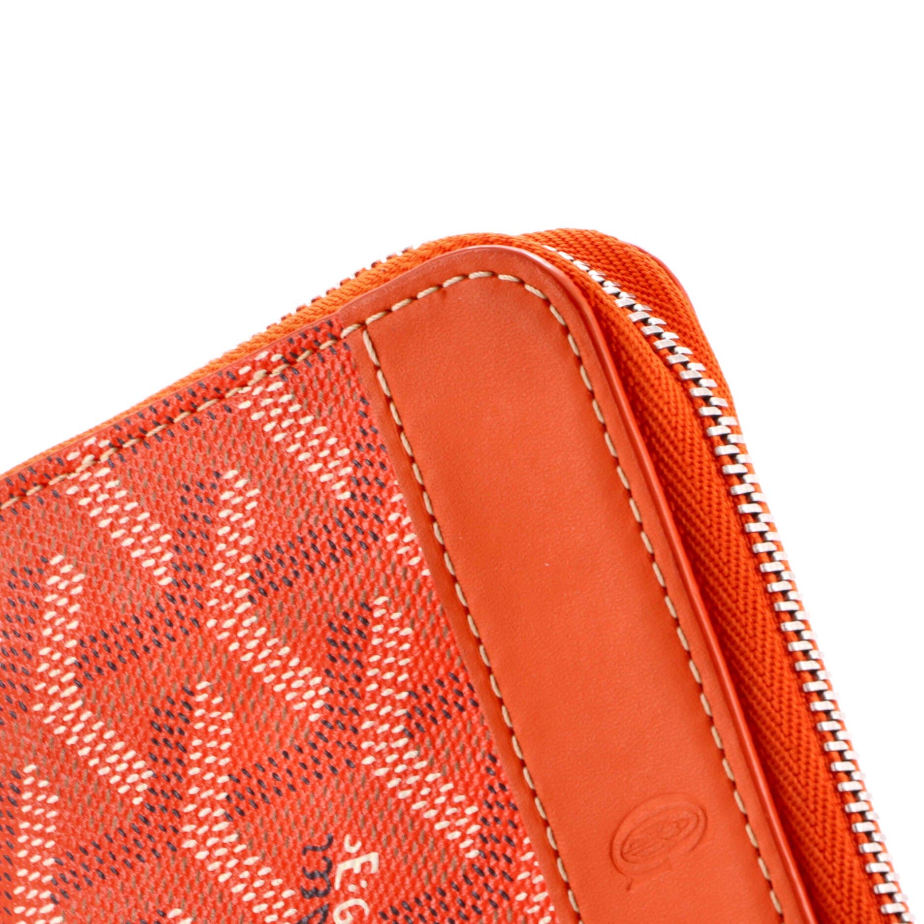 Matignon Zip Wallet Coated Canvas with Leather PM, Alternate, color, Orange