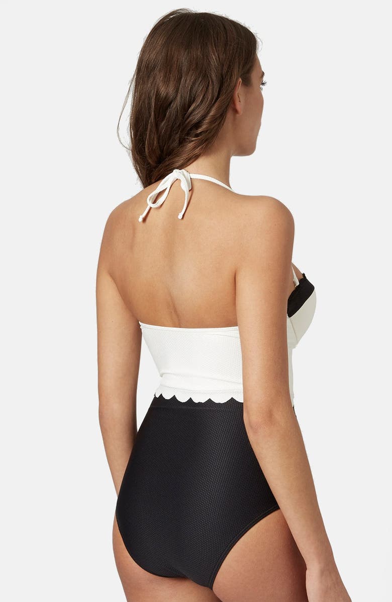 Topshop Scalloped One Piece Swimsuit, Alternate, color,