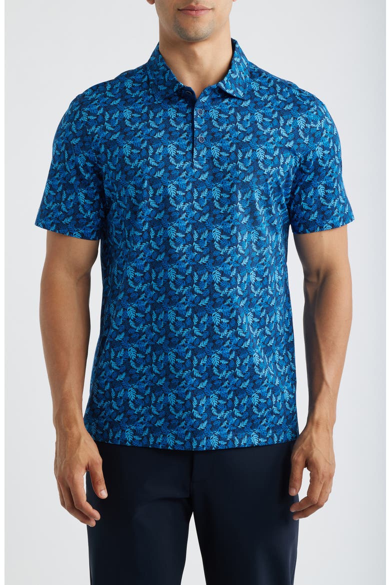 Vincent OoohCotton® Leaf Print Polo, Main, color, NIGHT BLUE