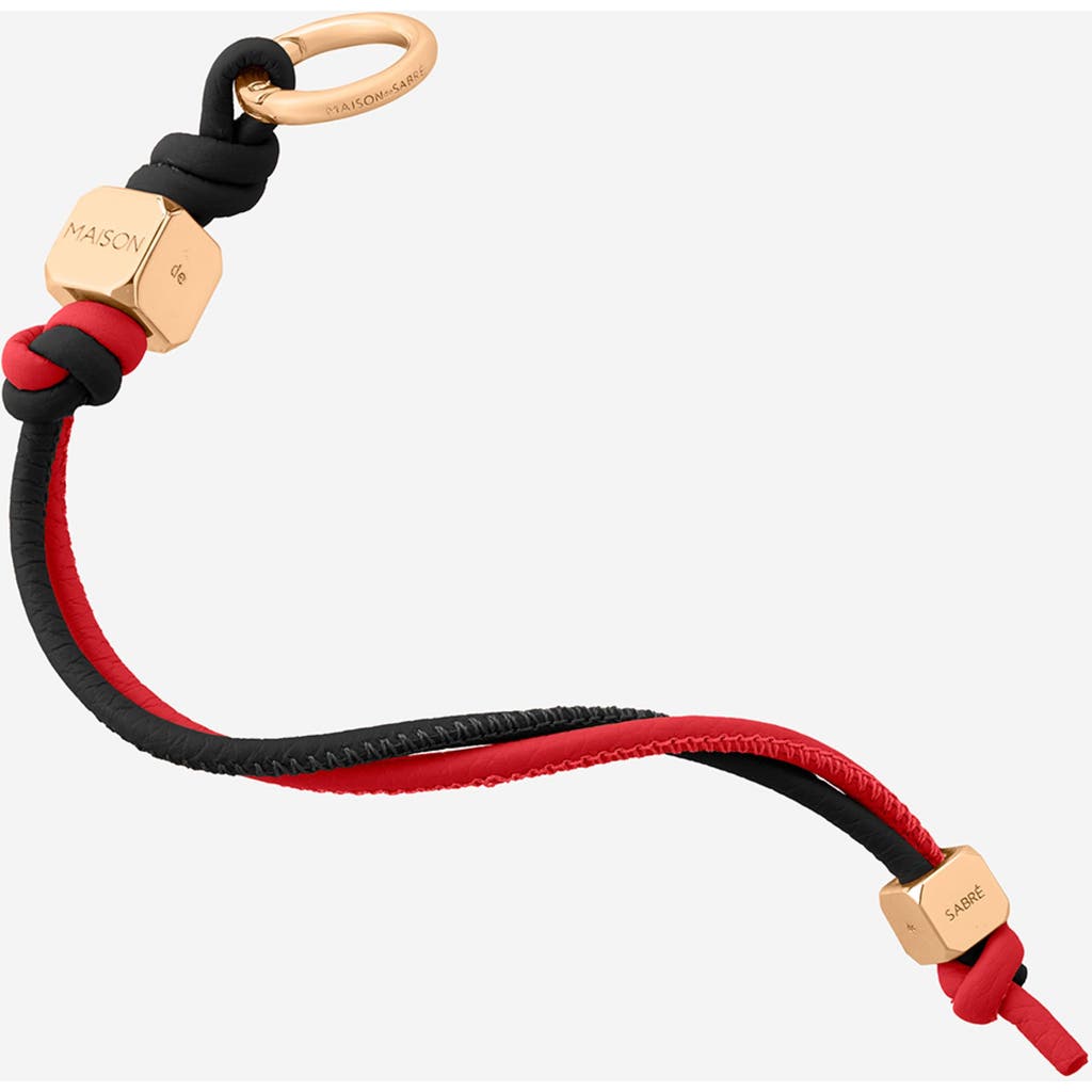 Maison De Sabre Maison De Sabré Leather Wristlet Charm In Rouge Noir