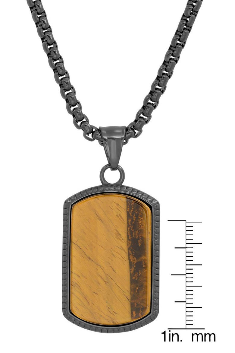 Men's Simulated Tiger's-Eye Dog Tag Pendant Necklace, Alternate, color, BLACK