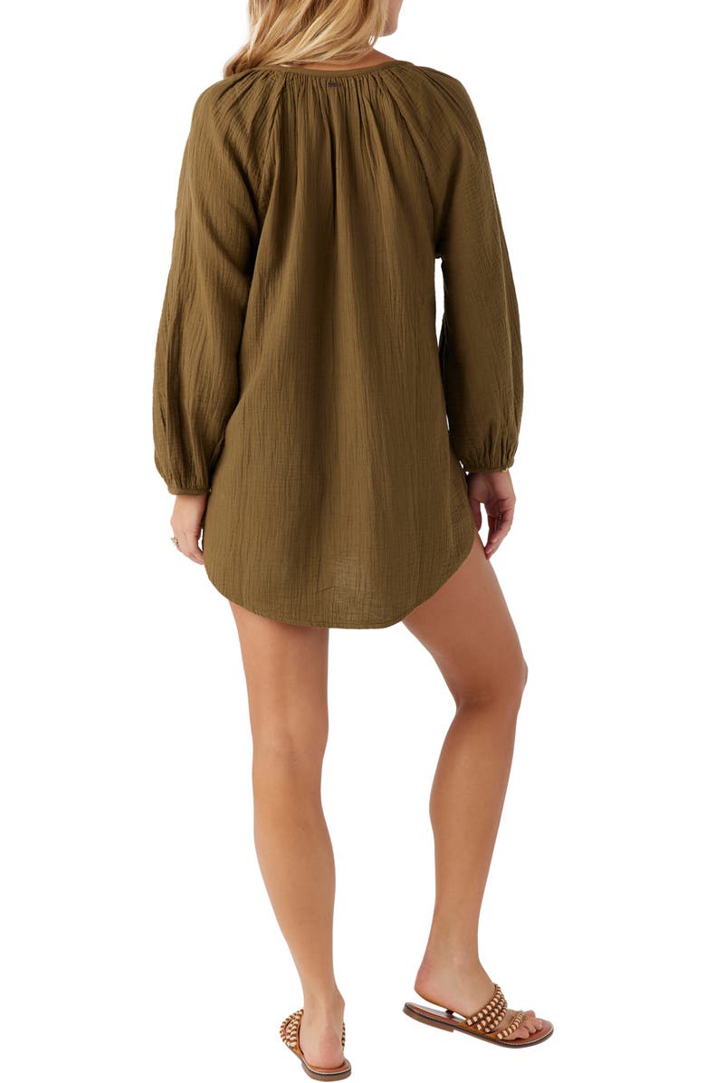 O'Neill Krysten Cotton Gauze Cover-Up Tunic Minidress, Alternate, color, Military Olive