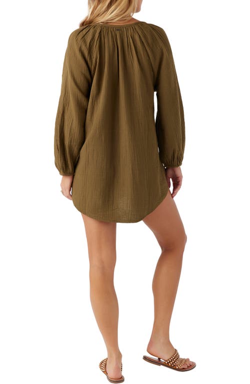 Shop O'neill Krysten Cotton Gauze Cover-up Tunic Minidress In Military Olive