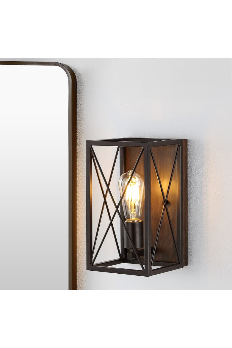 Norris 1-Light Farmhouse Rustic Iron LED Sconce, Alternate, color, Oil Rubbed Bronze
