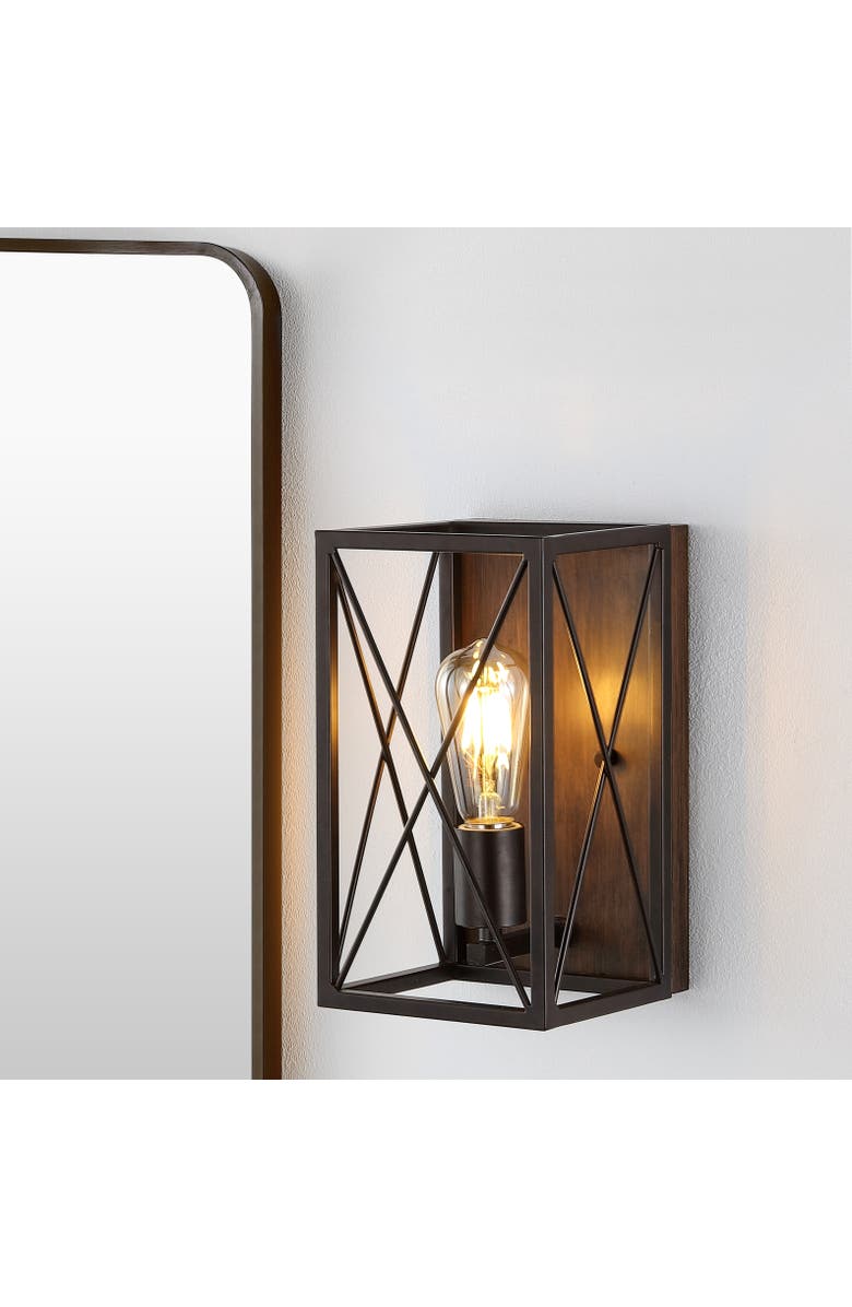 JONATHAN Y Norris 1-Light Farmhouse Rustic Iron LED Sconce, Alternate, color, Oil Rubbed Bronze