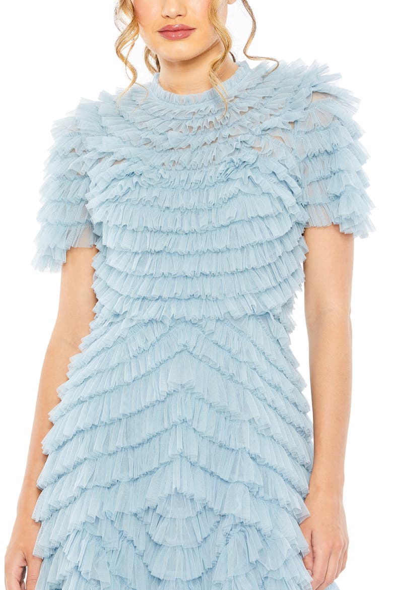 High Neck Ruffle Gown, Alternate, color, FRENCH BLUE