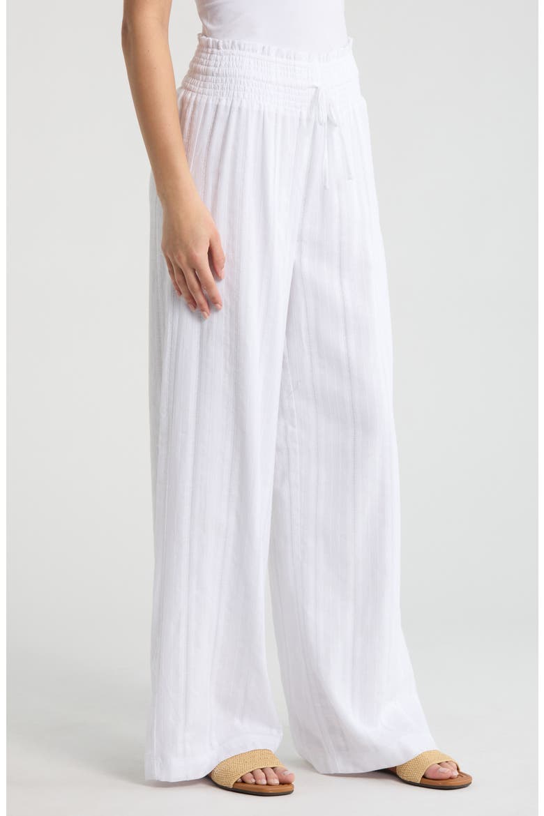 Meadow Embroidered Cotton Drawstring Pants, Alternate, color, WHITE