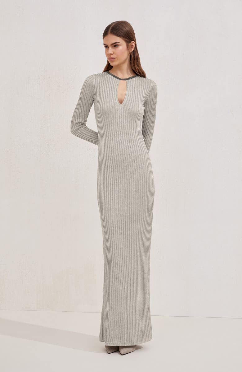 Brunello Cucinelli Sparkling knit dress with monili, Alternate, color, Sand