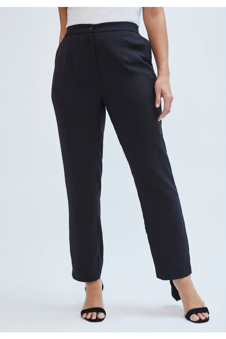 Double Breasted Stretch Crepe Pantsuit, Alternate, color, BLACK