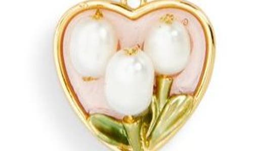 Eye Candy Los Angeles Maude Beaded Imitation Pearl Heart Charm Necklace In Gold