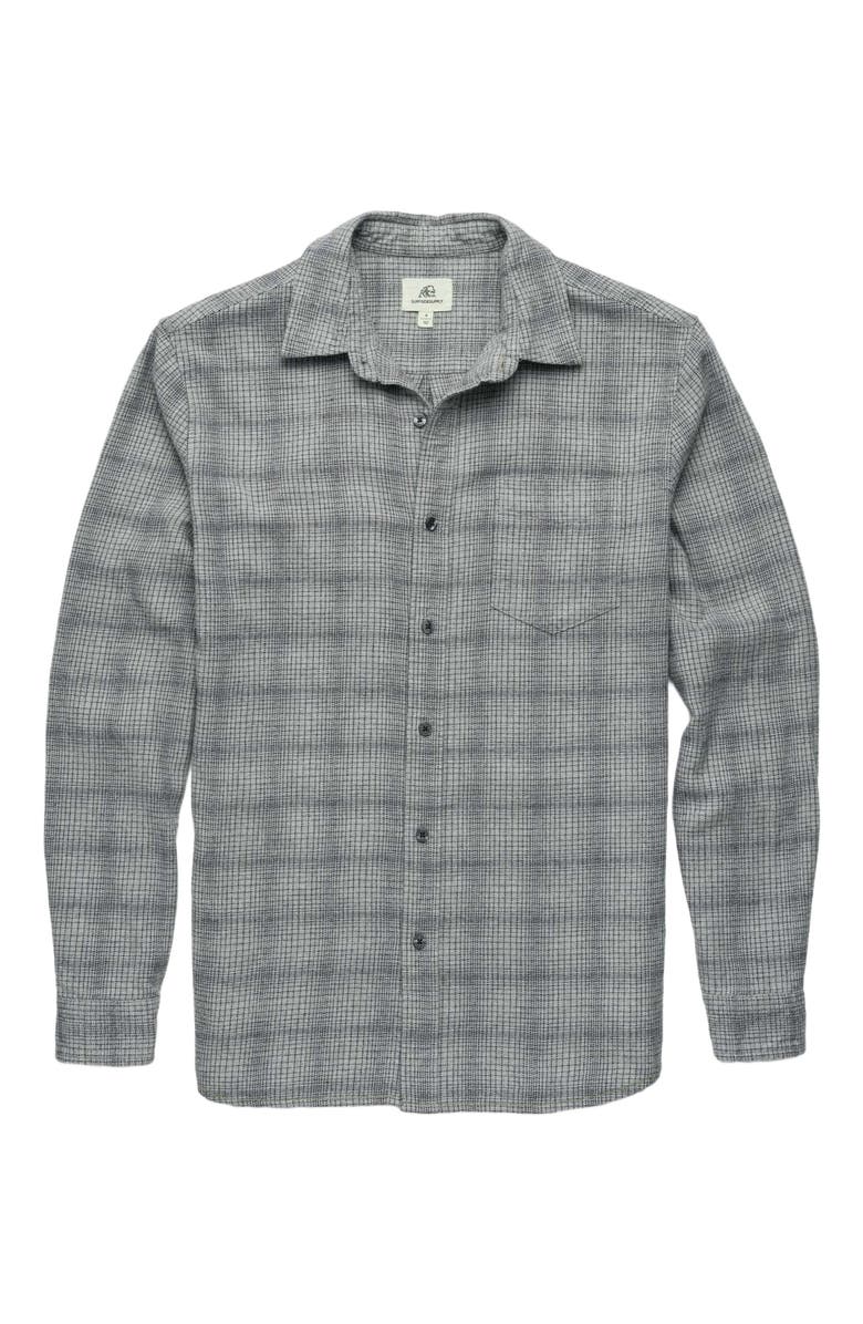 Surfside Supply Co. Brian Brushed Plaid Shirt, Main, color, Heather Grey