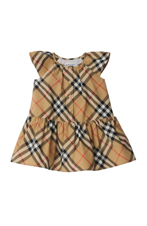 Girls' Check Cotton Dress