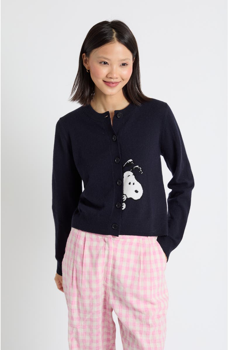 Chinti & Parker Sneaky Snoopy Wool-Cashmere Cardigan, Main, color, Navy
