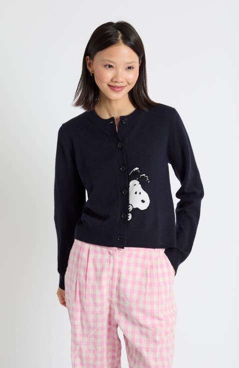 Sneaky Snoopy Wool-Cashmere Cardigan