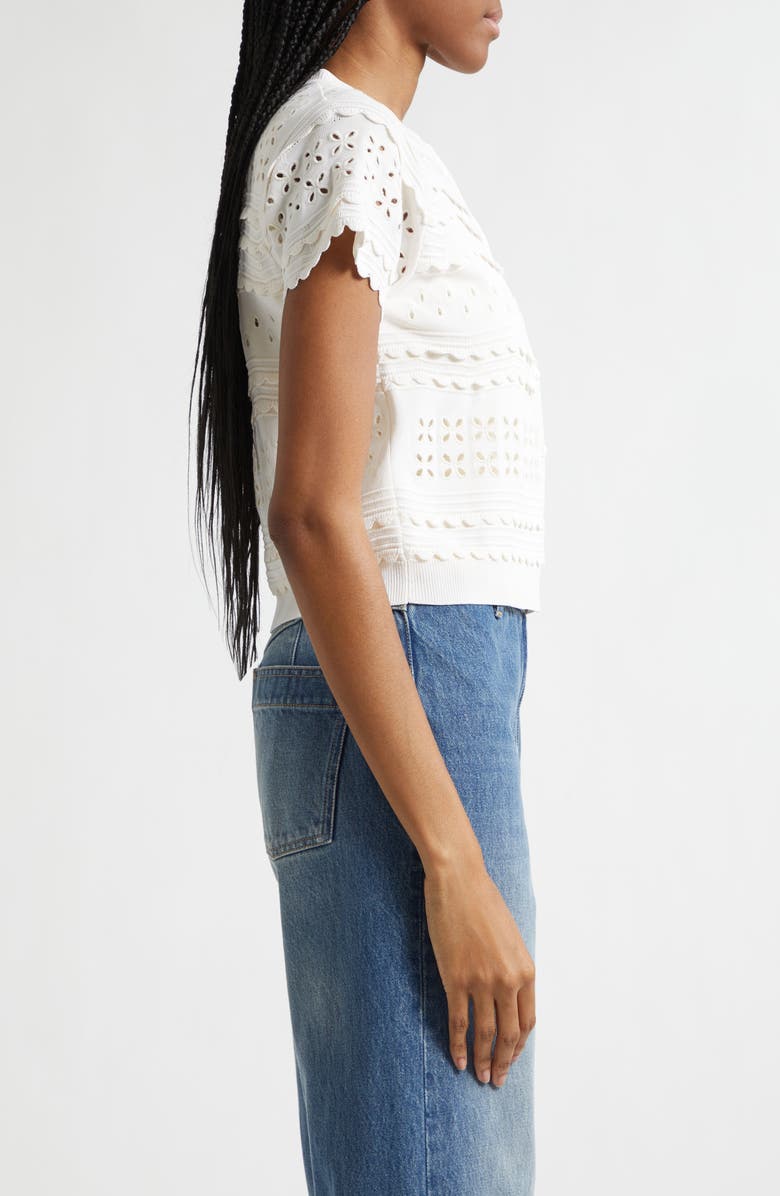 Ulla Johnson Abriana Eyelet Scallop Trim Cardigan, Alternate, color, Cowrie