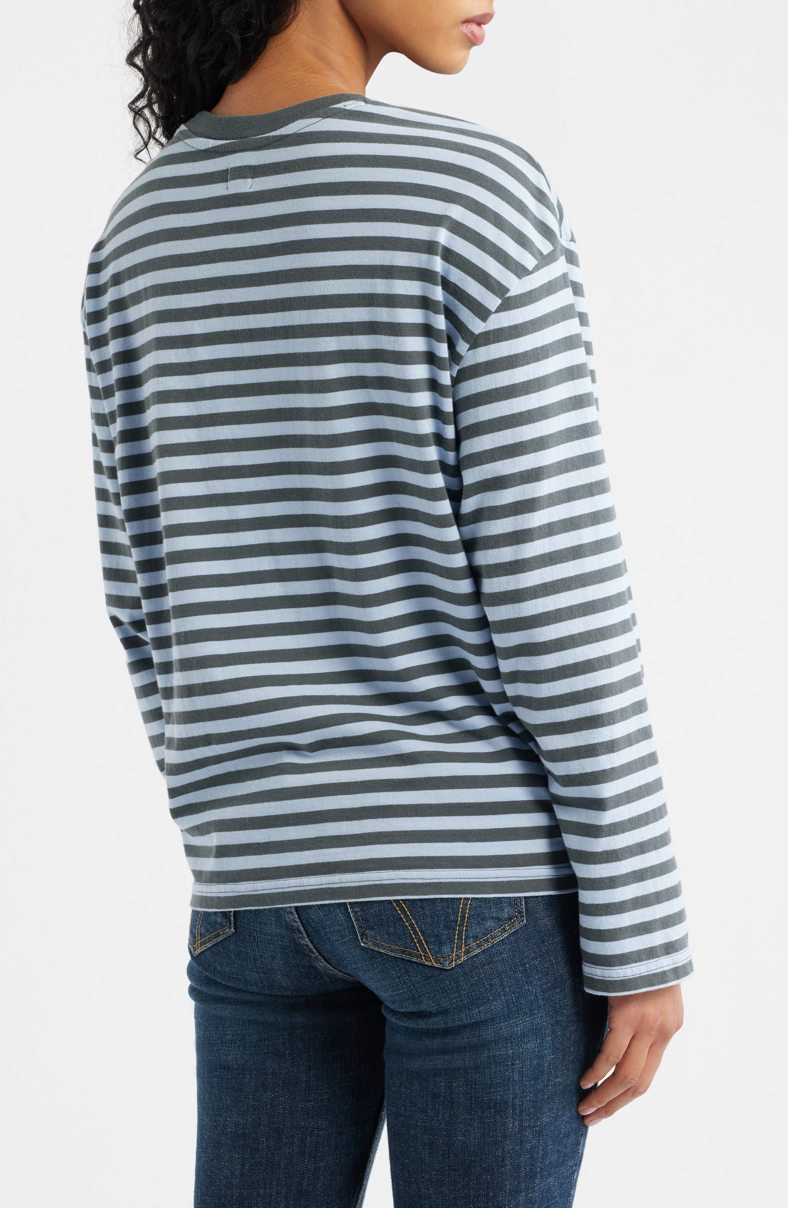 Stripe Long Sleeve Boxy Cotton Top - image 2