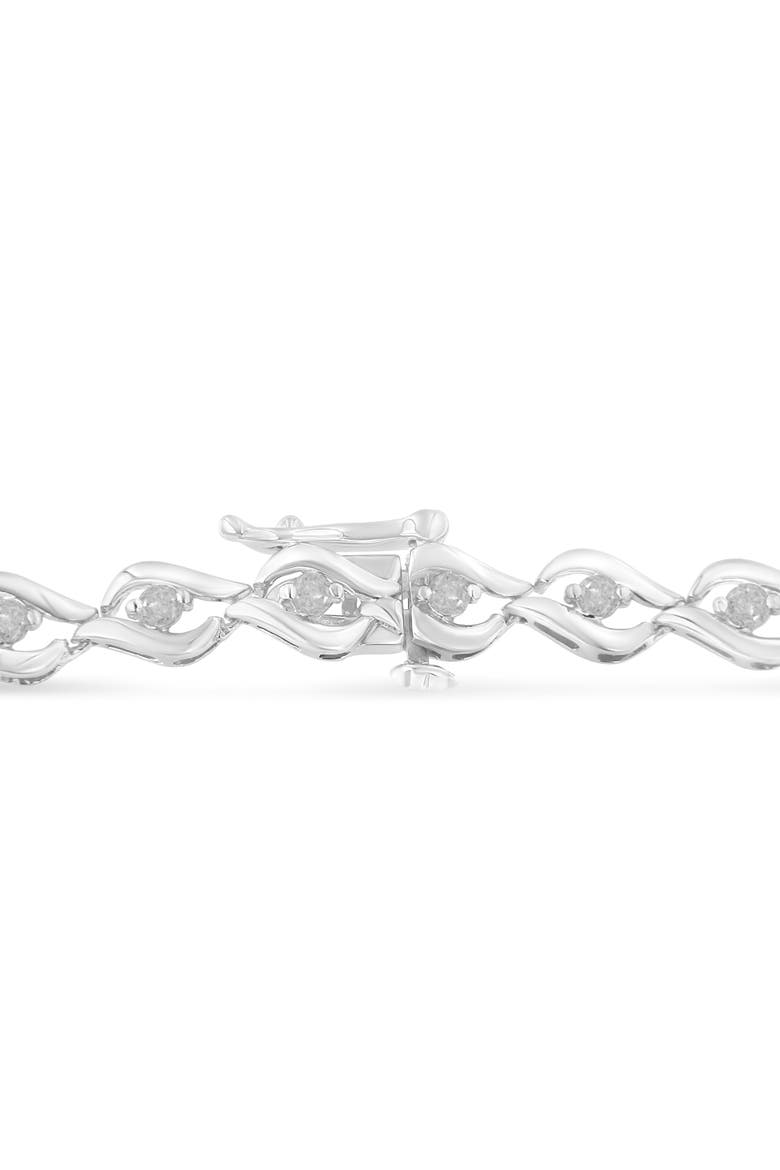 Silver 1/2 Cttw Rose Cut Diamond Almond Shape Link Tennis Bracelet, Alternate, color, White