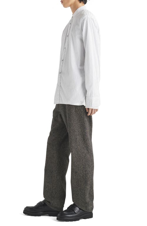 Rag & Bone Landon Oversize Band Collar Button-up Shirt In Navystrp