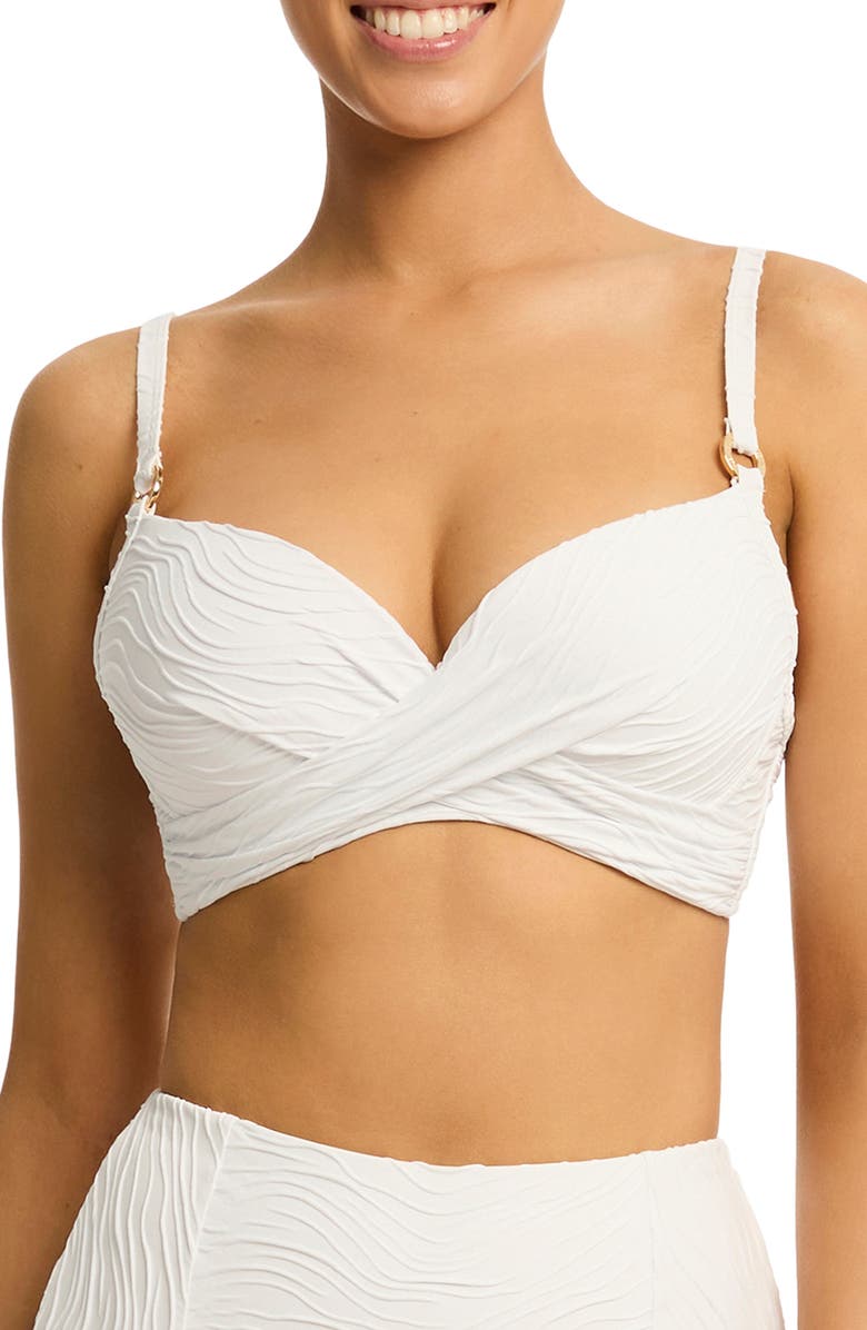 Sea Level De Soleil Cross Front D- & DD-Cup Molded Underwire Bikini Top, Main, color, White