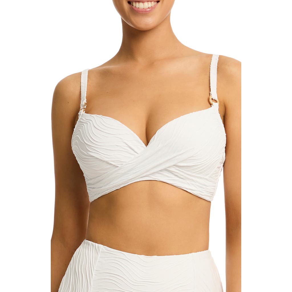 Sea Level De Soleil Cross Front D- & Dd-cup Molded Underwire Bikini Top In White