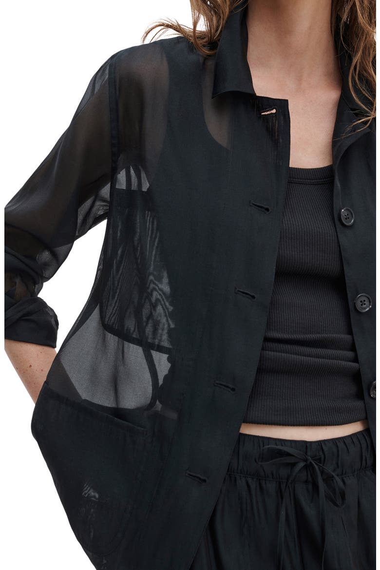 Jolene Organza Chore Jacket, Alternate, color, BLACK