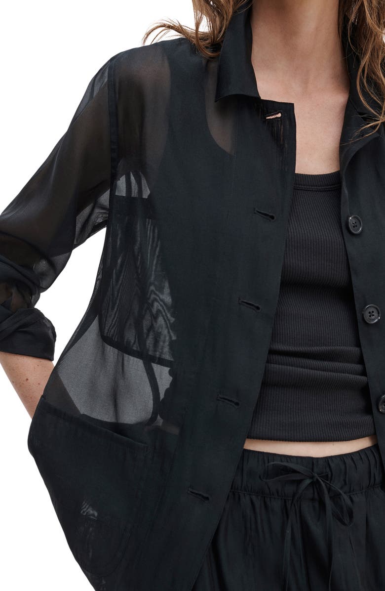 rag & bone Jolene Organza Chore Jacket, Alternate, color, Black