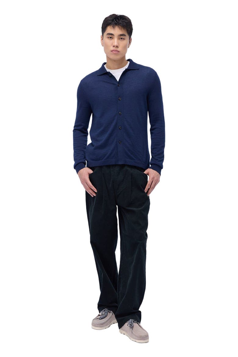 Cashmere Silk Polo-Neck Cardigan, Main, color, mood indigo