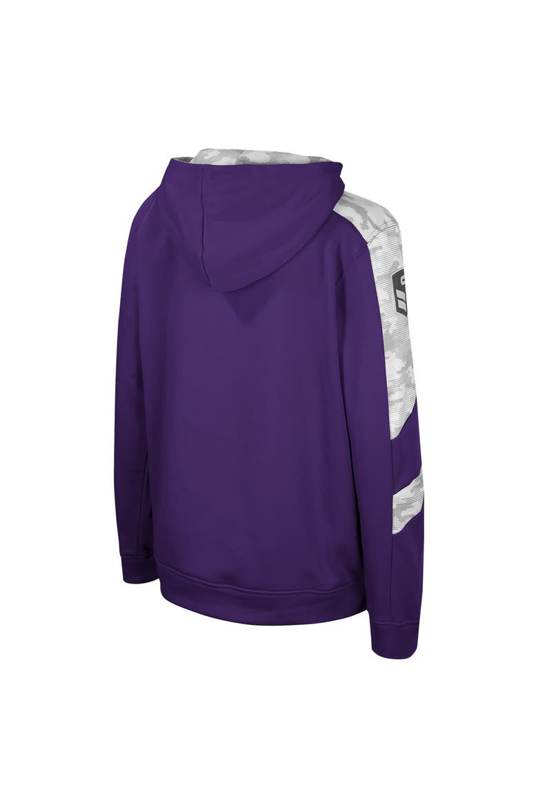 Youth Colosseum Purple Kansas State Wildcats OHT Military Appreciation Cyclone Digital Camo Pullover Hoodie, Alternate, color, Purple