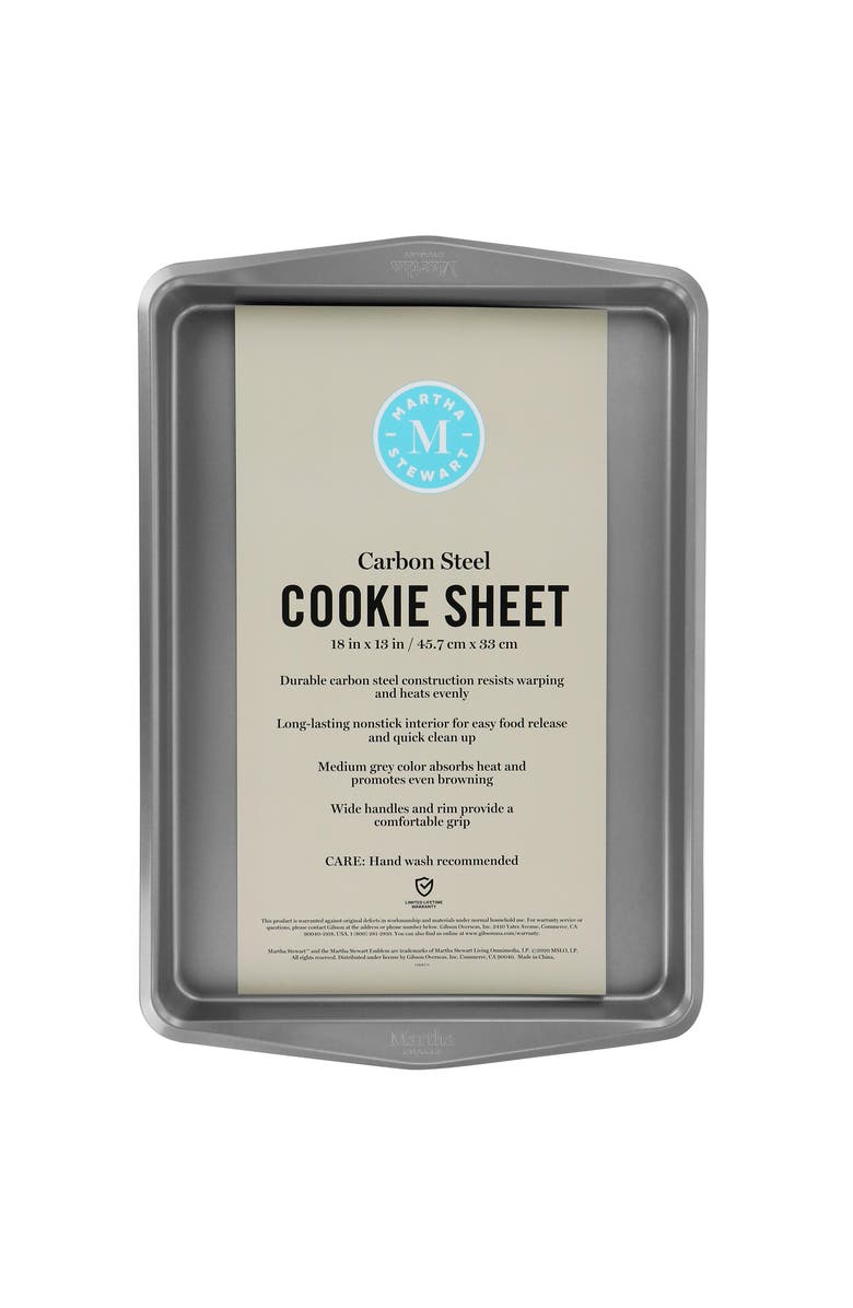 MARTHA STEWART 18in Carbon Steel Cookie Sheet, Alternate, color, Grey