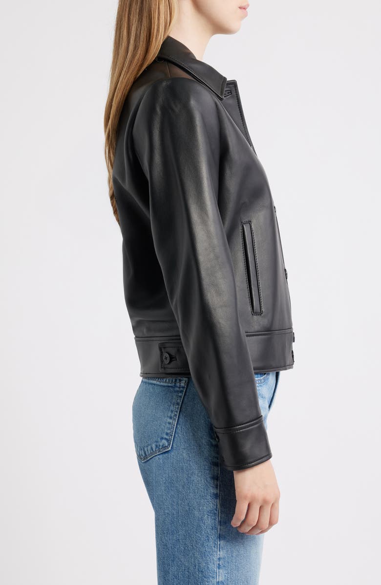 Lauren Ralph Lauren Leather Jacket, Alternate, color, Black