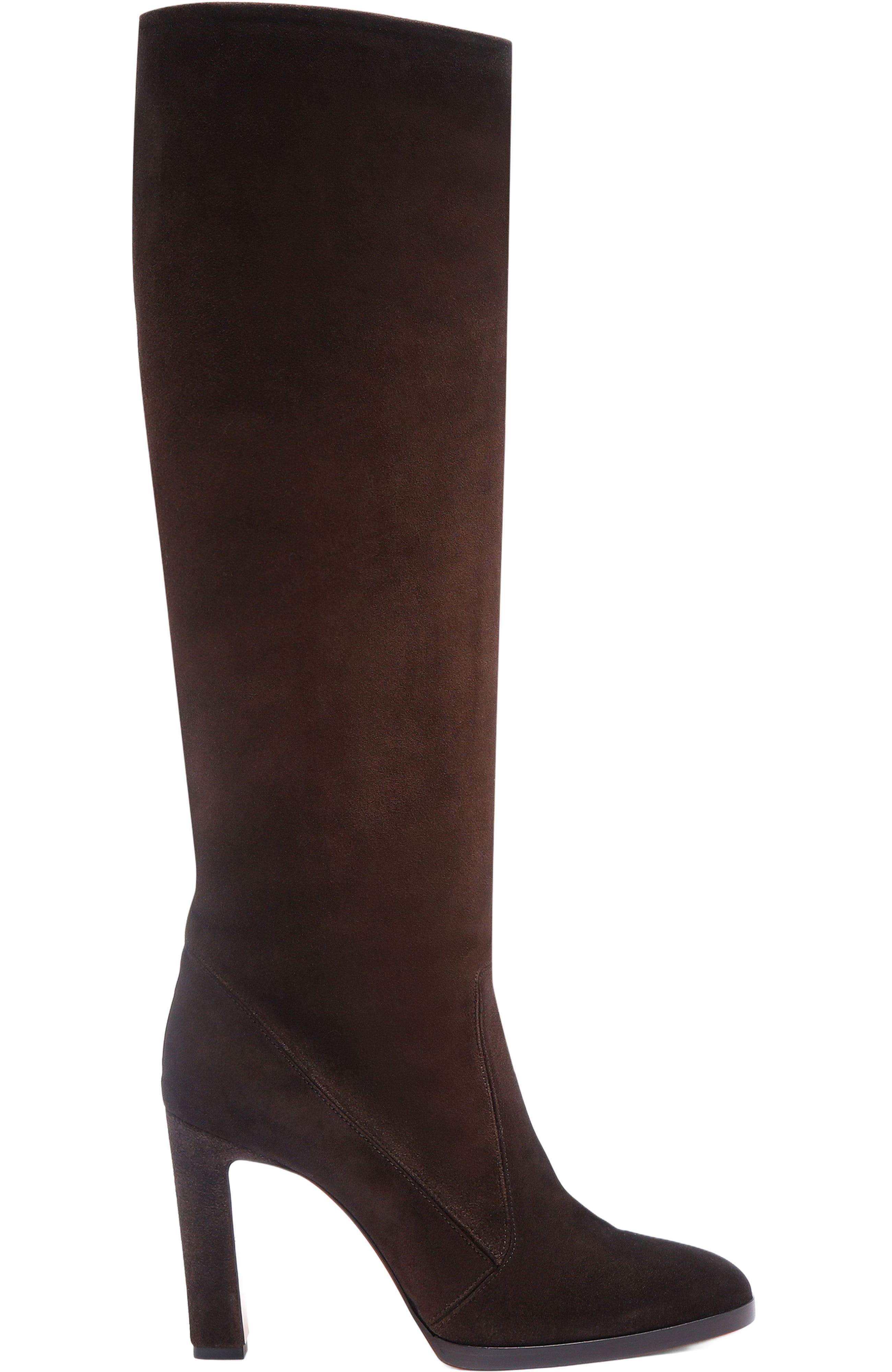 Santoni Women's suede high-heel boot, Main, color, Brown